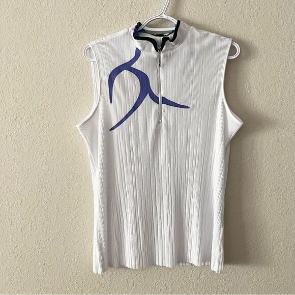 NWT Jamie Sadock 1/4 Zip Sugar White Golf Tennis Top Sleeveless Size L - Picture 1 of 6